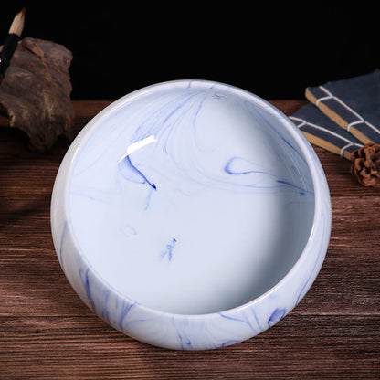 Large Blue-and-White Ceramic Multi-Use Bowl - Hand-Painted Under Glaze Design for Ashtray/Tea Wash/Cup Cleaning (Jingdezhen Porcelain)