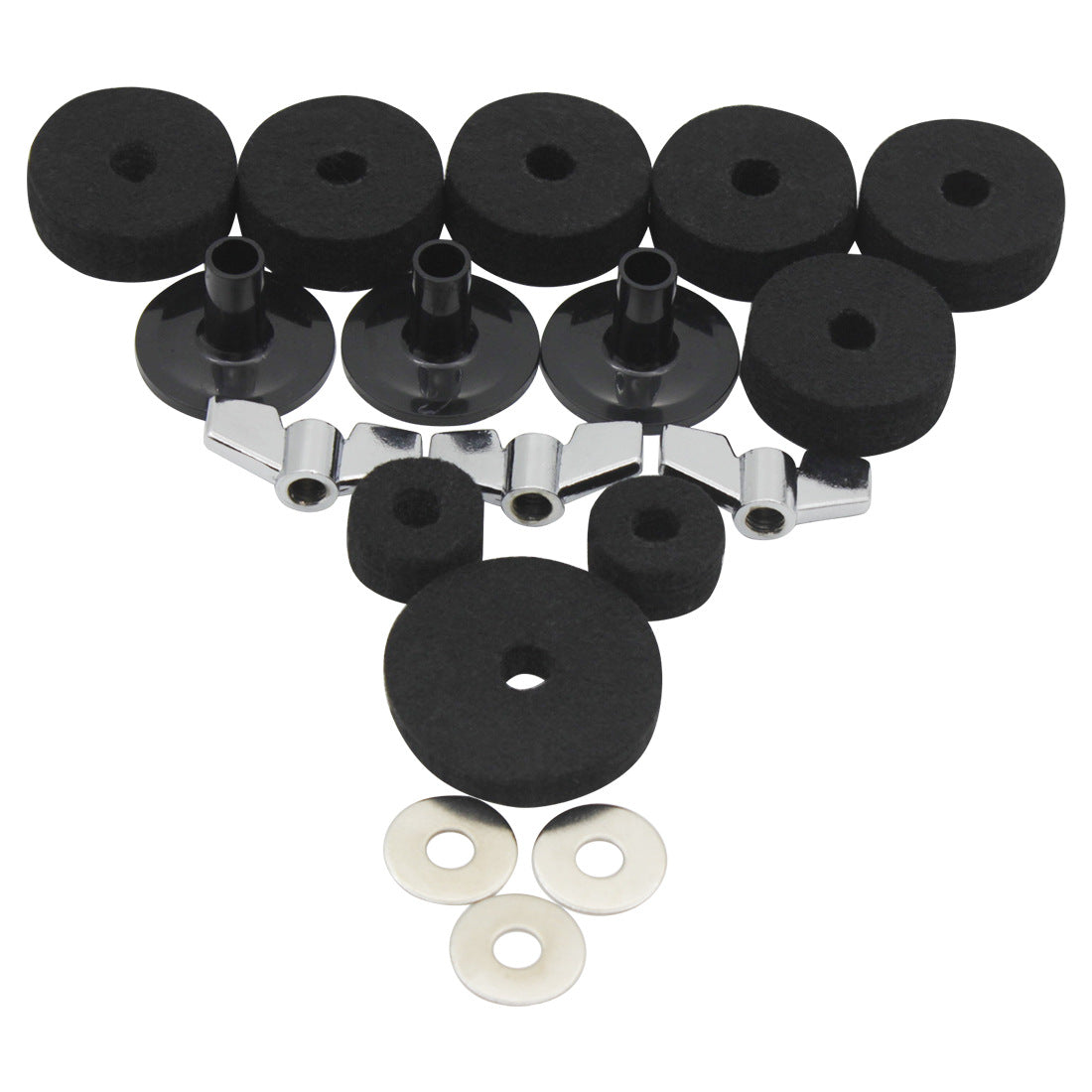 DS-18 Drum Accessories 18-Piece Set - Cymbal Felt, Knob Screws, Washers, Sleeves for Percussion Instruments
