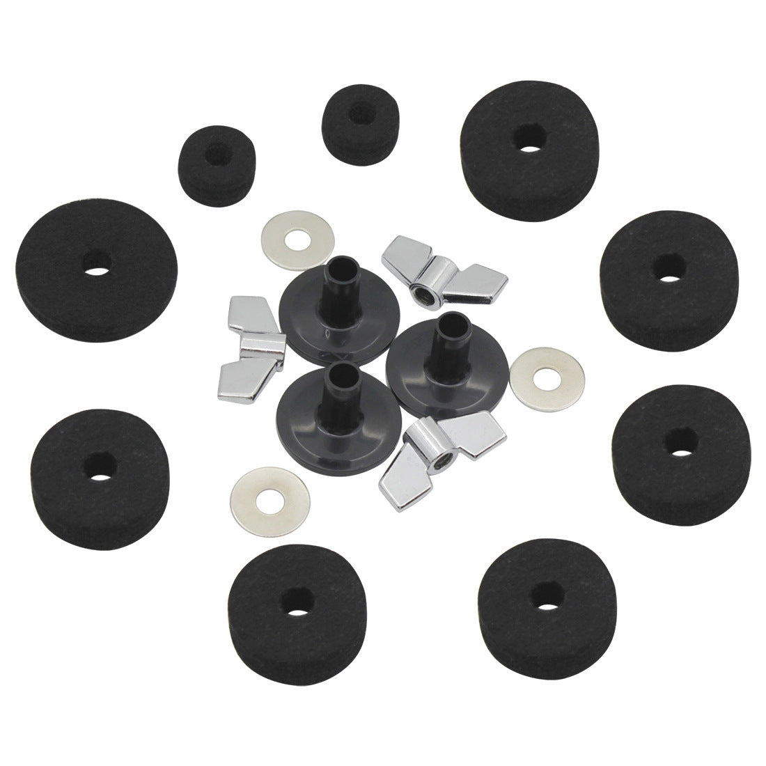 DS-18 Drum Accessories 18-Piece Set - Cymbal Felt, Knob Screws, Washers, Sleeves for Percussion Instruments