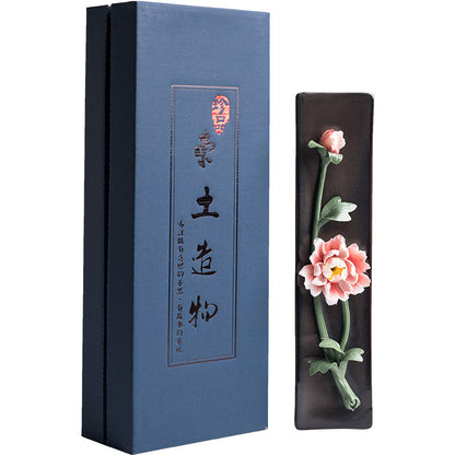 Handmade Floral Ceramic Incense Holder – Home Zen Aromatherapy Burner for Sticks (Includes Free Sandalwood)