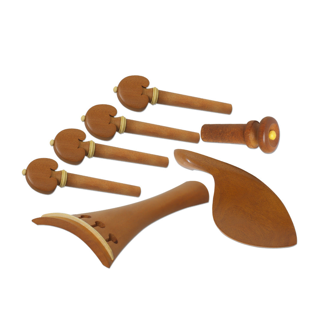 Elegant 4/4 Violin Fittings - Jujube Wood Tailpiece, Pegs, Chin Rest, and Endpin Set