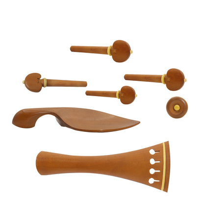Elegant 4/4 Violin Fittings - Jujube Wood Tailpiece, Pegs, Chin Rest, and Endpin Set
