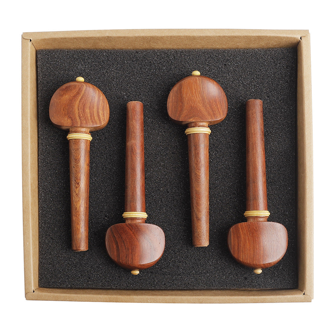 Premium Rosewood Cello Pegs with Boxwood Inlay - Set of 4, Durable and Decorative Cello Accessories