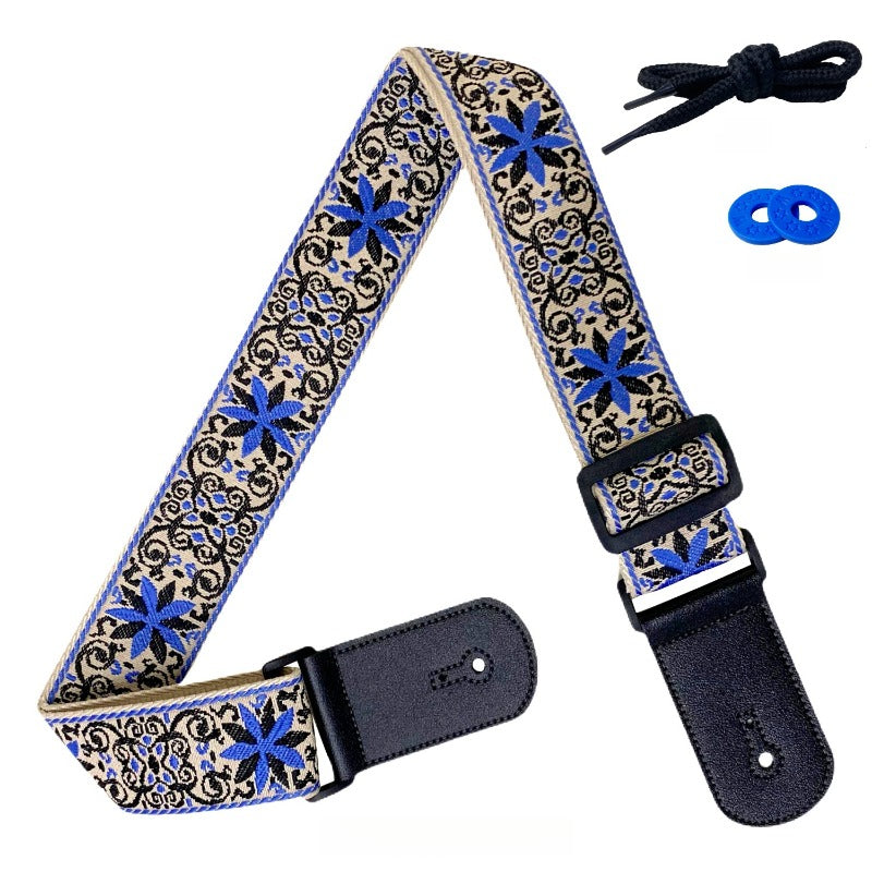 Embroidered Jacquard Guitar Strap for Acoustic, Electric Guitars & Bass - Comfortable & Unique Design
