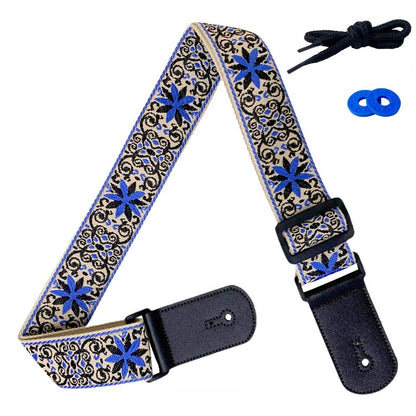 Embroidered Jacquard Guitar Strap for Acoustic, Electric Guitars & Bass - Comfortable & Unique Design