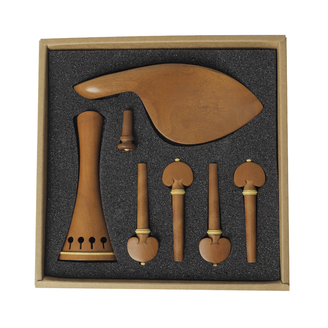 Elegant 4/4 Violin Fittings - Jujube Wood Tailpiece, Pegs, Chin Rest, and Endpin Set