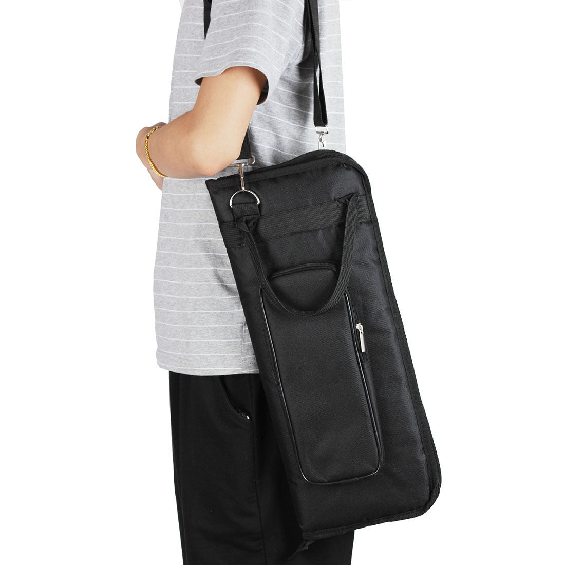 Drum Stick Bag with Padded Storage – Heavy-Duty Oxford Fabric, Multi-Pocket Organizer (Black)