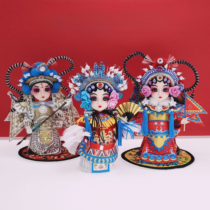 7-Inch Silk Chinese Opera Doll - Traditional Handmade Peking Opera Flower Dan Figurine