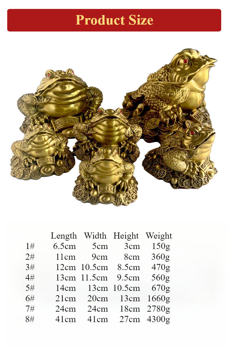 Feng Shui Brass Golden Toad Ornament For Wealth and Good Fortune