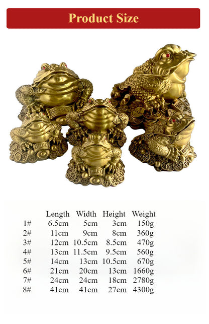 Feng Shui Brass Golden Toad Ornament For Wealth and Good Fortune