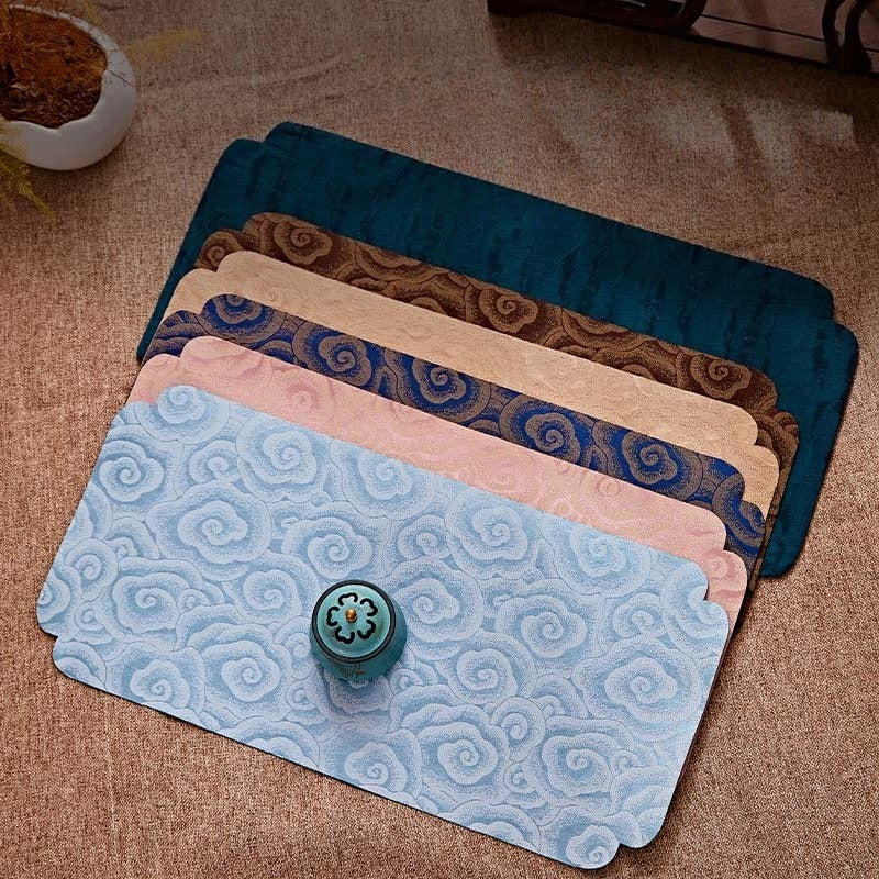 Chinese Style Incense Mat - Cotton Linen Tea Table Mat with Anti-Slip Backing