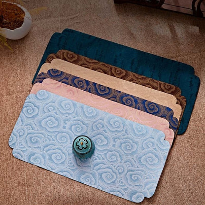 Chinese Style Incense Mat - Cotton Linen Tea Table Mat with Anti-Slip Backing