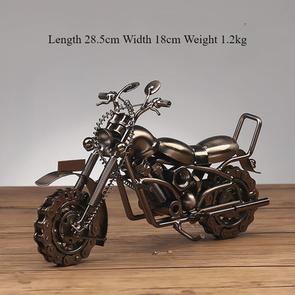 Retro Metal Motorcycle Figurine – Electroplated Iron Sculpture for Desktop & Living Room