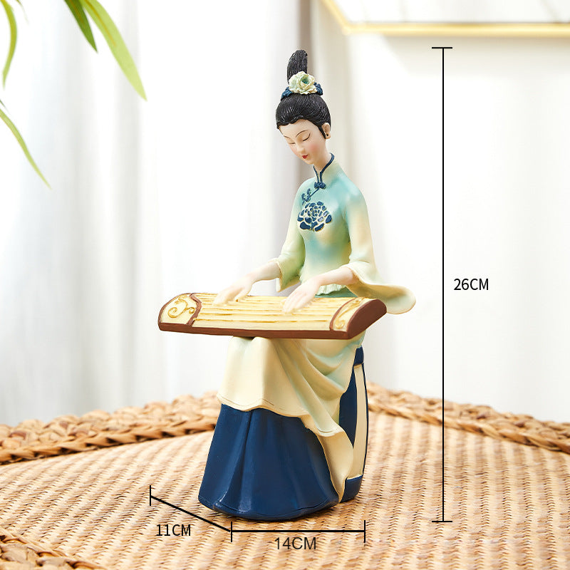 Elegant Chinese classical music playing lady ornament, can be used as home decorations and gifts