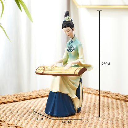 Elegant Chinese classical music playing lady ornament, can be used as home decorations and gifts