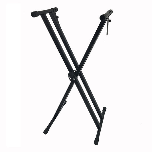 Adjustable Double-Braced Keyboard Stand - Foldable X-Type with 7 Height Settings (31-96cm) & Non-Slip Pads