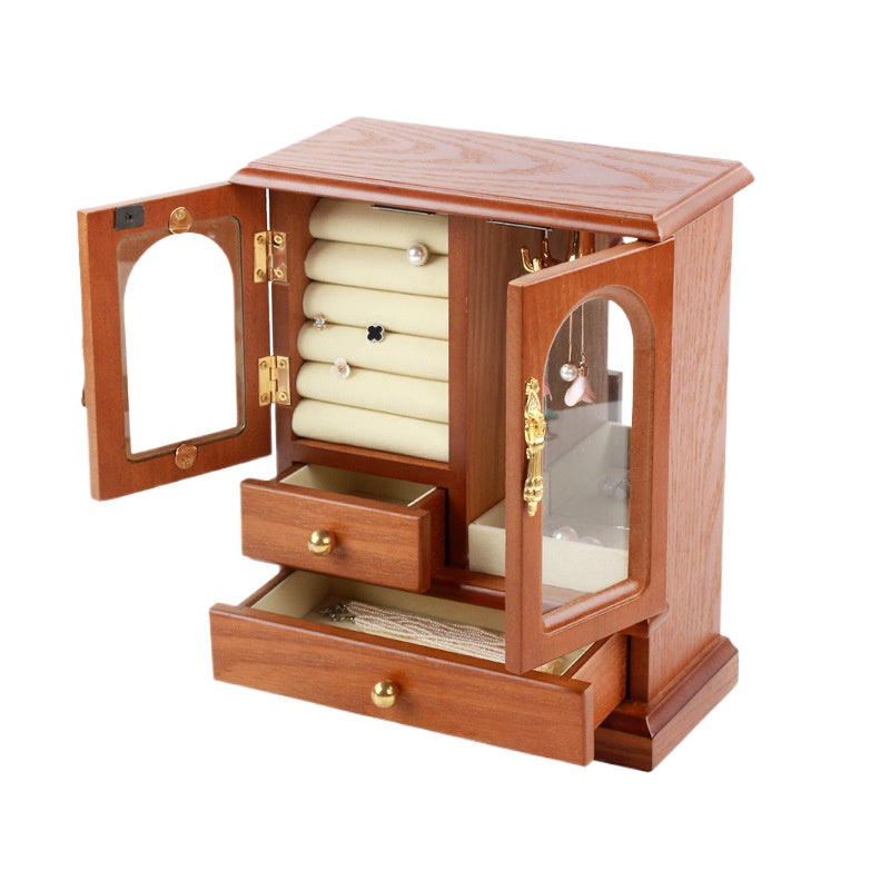 Vintage Wooden Jewelry Box - Creative Storage for Necklaces, Rings, and Earrings