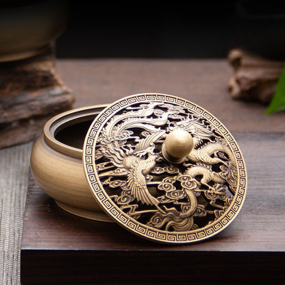 Antique Style Brass Incense Burner for Home - Engraved Incense Ceremony Accessory for Seal or Coil Incense