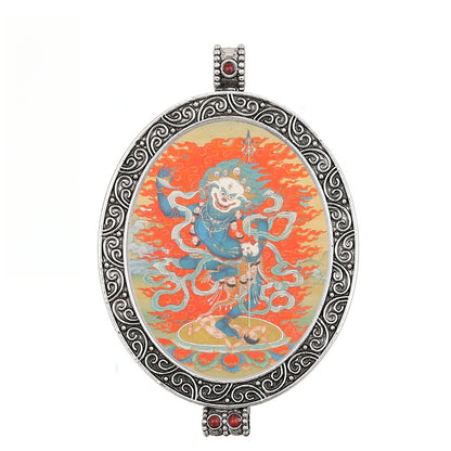 Thangka Pendant - Oval Design with Openable Micro Thangka Box