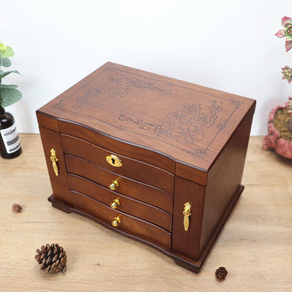 Luxury Wooden Jewelry Box with Lock - Antique European Jewelry Storage Case