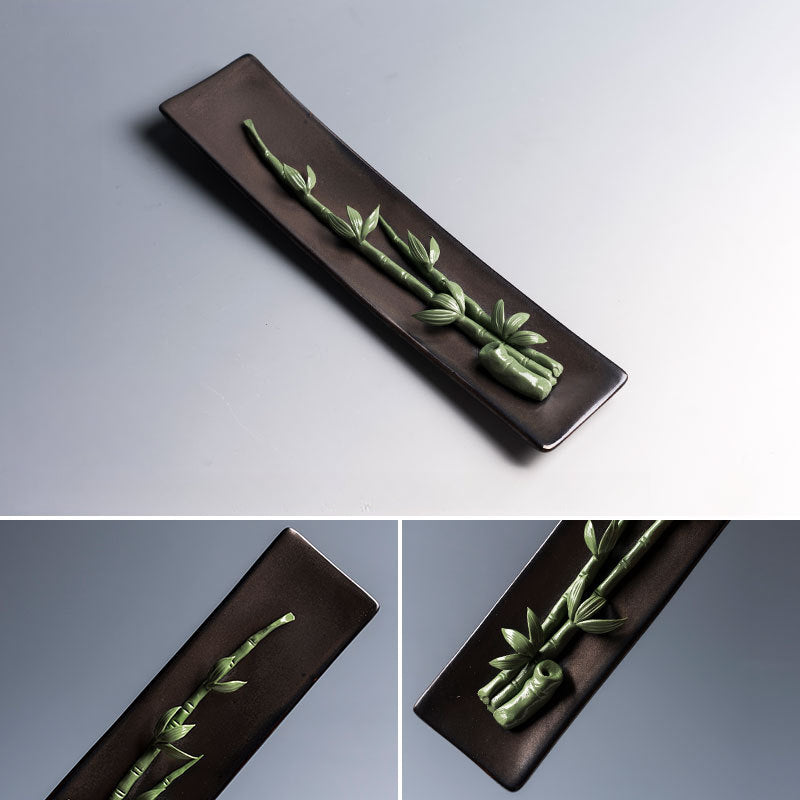 Handmade Floral Ceramic Incense Holder – Home Zen Aromatherapy Burner for Sticks (Includes Free Sandalwood)