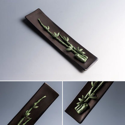 Handmade Floral Ceramic Incense Holder – Home Zen Aromatherapy Burner for Sticks (Includes Free Sandalwood)