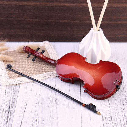 Violin Model, Wood Violin for Decoration with Stand and Case, Miniature Dollhouse, Model Home Decoration and Gift