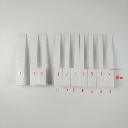 Acrylic Piano Key Tops Replacement Set - 51/52mm Models (White/Glossy/Matte Black)