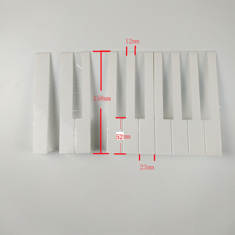 Acrylic Piano Key Tops Replacement Set - 51/52mm Models (White/Glossy/Matte Black)