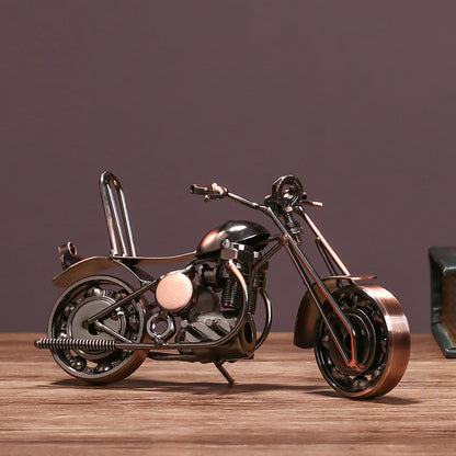 Retro Metal Motorcycle Figurine – Electroplated Iron Sculpture for Desktop & Living Room