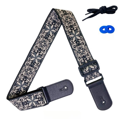 Embroidered Jacquard Guitar Strap for Acoustic, Electric Guitars & Bass - Comfortable & Unique Design