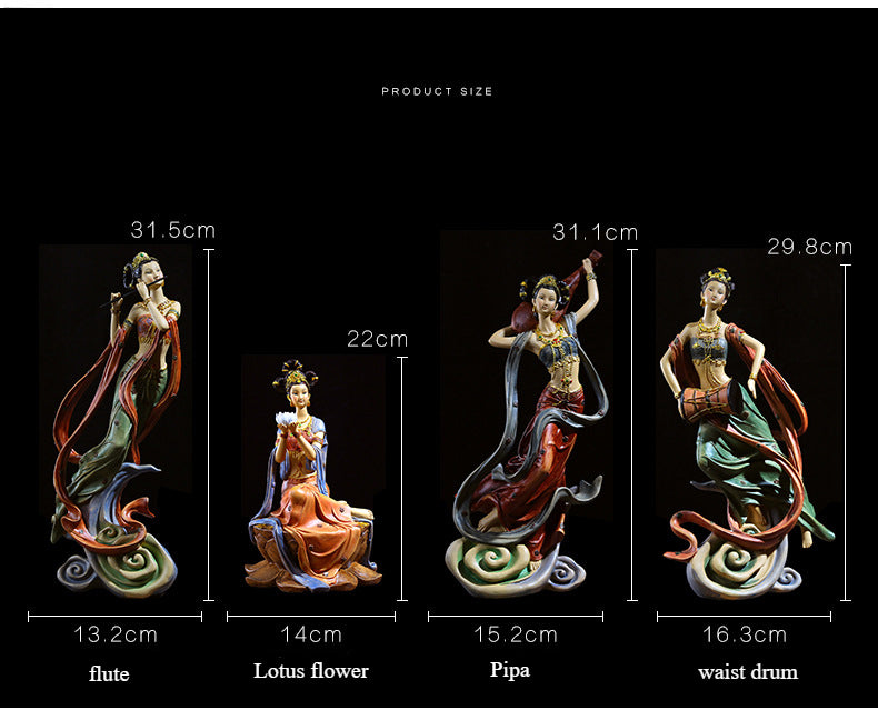 Dunhuang Flying Apsara Resin Art Piece - Elegant Home Decor for Living Room