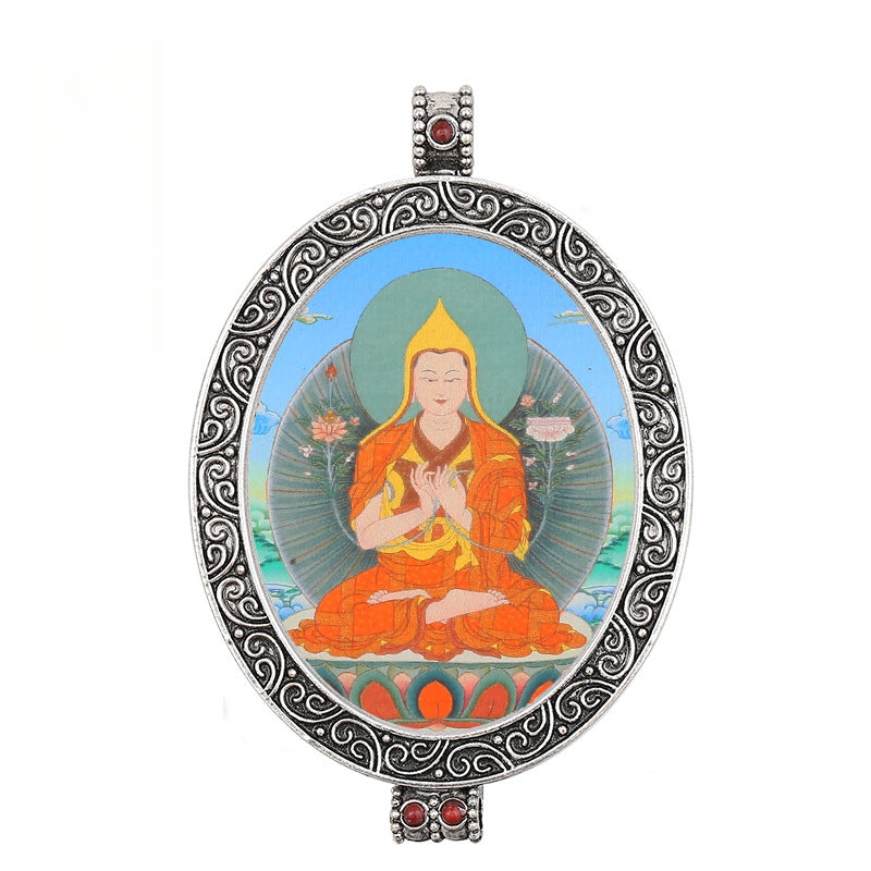 Thangka Pendant - Oval Design with Openable Micro Thangka Box