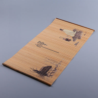 Bamboo Tea Mat Set - Waterproof 3D Printed Chinese Design (3 Sizes: 10x46cm/30x60cm/30x135cm, 6 Patterns)
