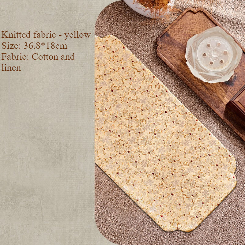 Chinese Style Incense Mat - Cotton Linen Tea Table Mat with Anti-Slip Backing