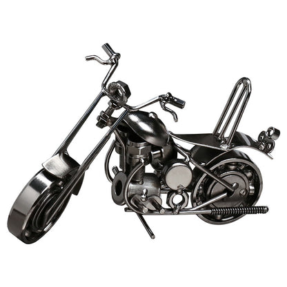 Retro Metal Motorcycle Figurine – Electroplated Iron Sculpture for Desktop & Living Room