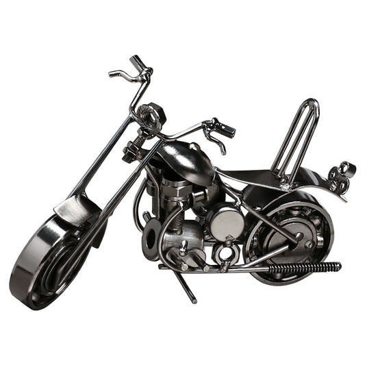 Retro Metal Motorcycle Figurine – Electroplated Iron Sculpture for Desktop & Living Room