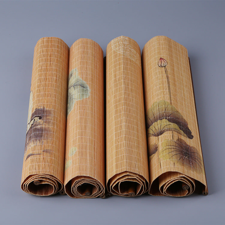 Bamboo Tea Mat Set - Waterproof 3D Printed Chinese Design (3 Sizes: 10x46cm/30x60cm/30x135cm, 6 Patterns)