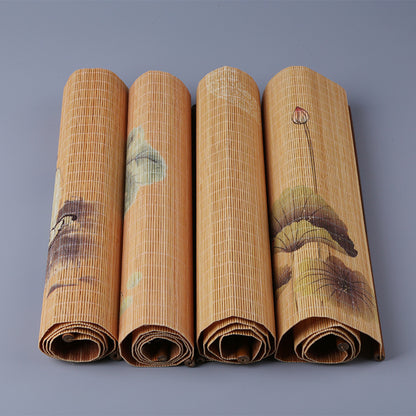 Bamboo Tea Mat Set - Waterproof 3D Printed Chinese Design (3 Sizes: 10x46cm/30x60cm/30x135cm, 6 Patterns)