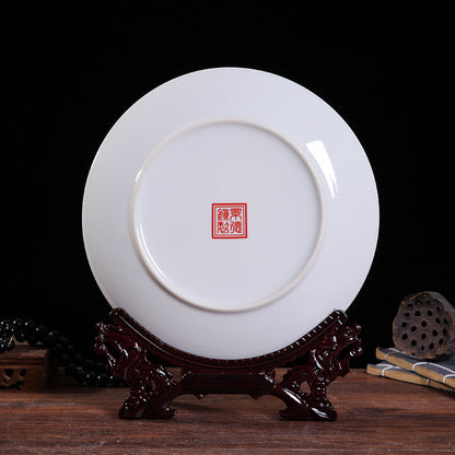 Jingdezhen Ceramic Wall Plate - Hand-Painted Porcelain Decor (25cm Diameter, 14 Auspicious Designs, 1000g)