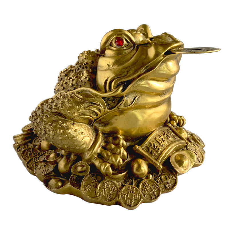 Feng Shui Brass Golden Toad Ornament For Wealth and Good Fortune