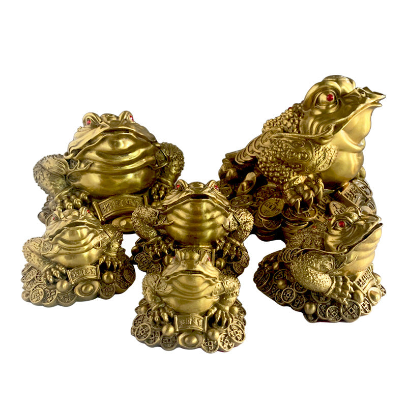 Feng Shui Brass Golden Toad Ornament For Wealth and Good Fortune