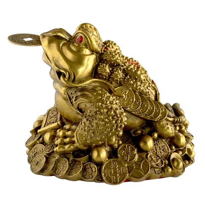 Feng Shui Brass Golden Toad Ornament For Wealth and Good Fortune