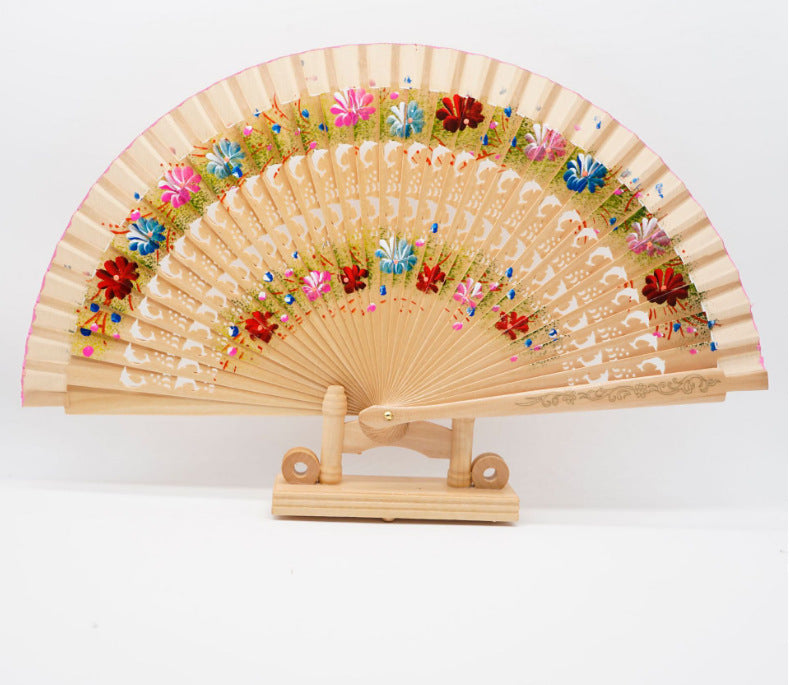Elegant Spanish Plain Folding Fan - Wooden Dance Performance Prop