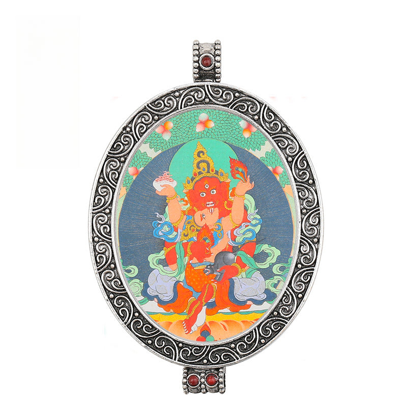 Thangka Pendant - Oval Design with Openable Micro Thangka Box
