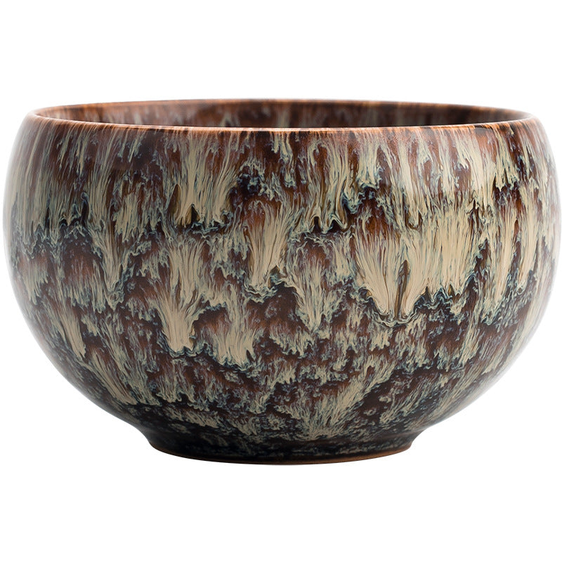 Jianzhan Kiln-Transformed Tea Cup - Handmade Ceramic Tea Bowl (120ml, 8x5cm)