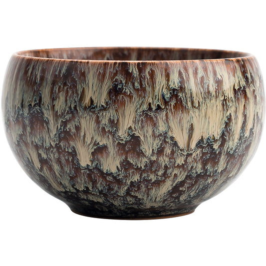 Jianzhan Kiln-Transformed Tea Cup - Handmade Ceramic Tea Bowl (120ml, 8x5cm)
