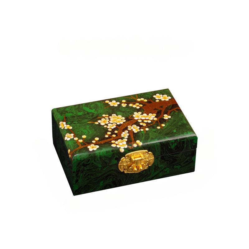 Artisan Lacquer Jewelry Box - Handcrafted Chinese Heritage Piece in Solid Wood, Vintage Floral Storage Case