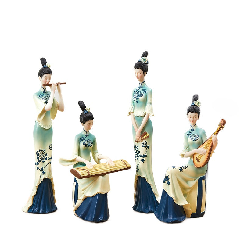 Elegant Chinese classical music playing lady ornament, can be used as home decorations and gifts