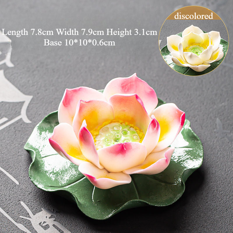 Handmade Color-Changing Lotus Flower Tea Pet – Zen Style Incense & Kung Fu Tea Accessory